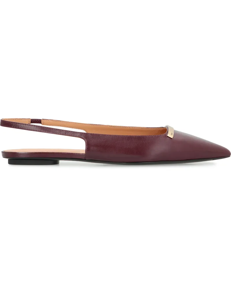 TOD'S Women's Burgundy Pointy-Toe Slingback Ballet Flats Calf Ballerina Shoes Burgundy