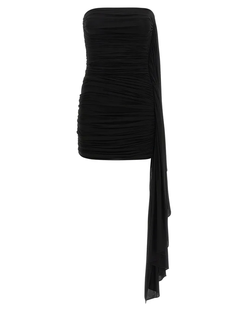 Alexander Wang Asymmetrical Draped Pleated Dress — Black Black