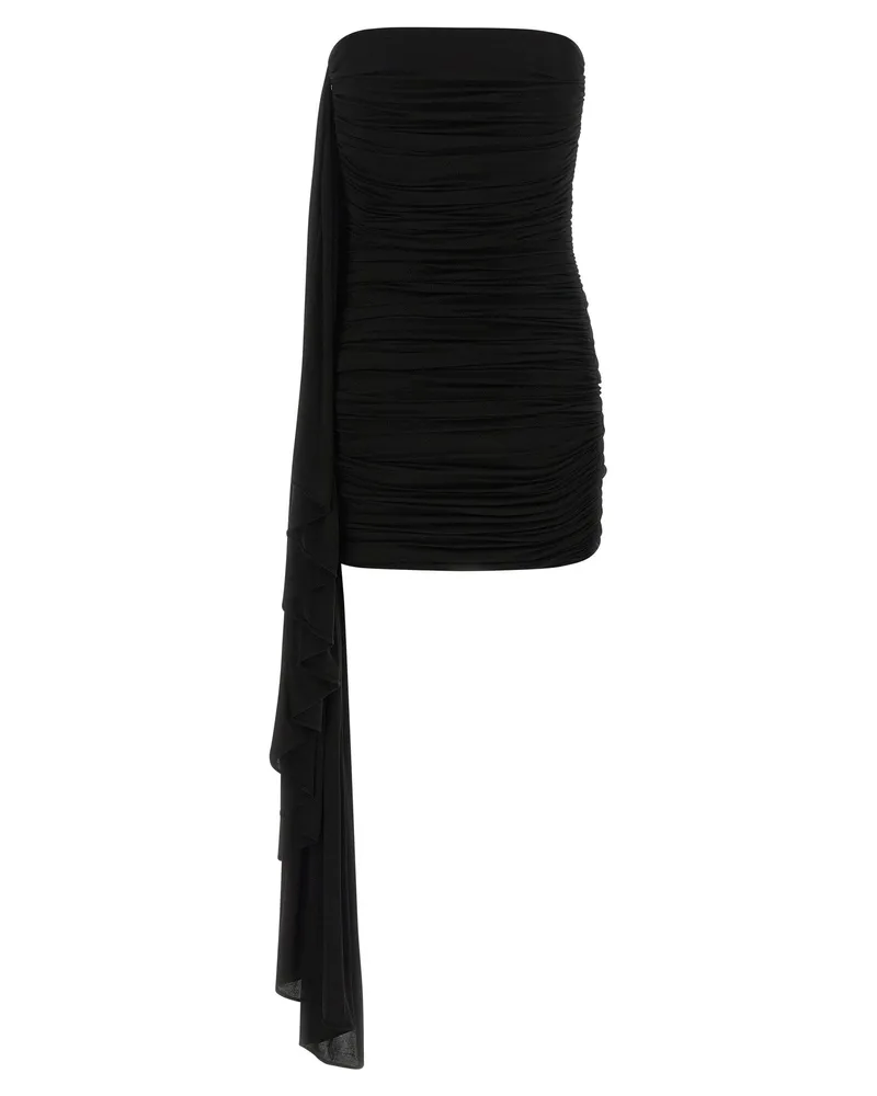 Alexander Wang Asymmetrical Draped Pleated Dress — Black Black
