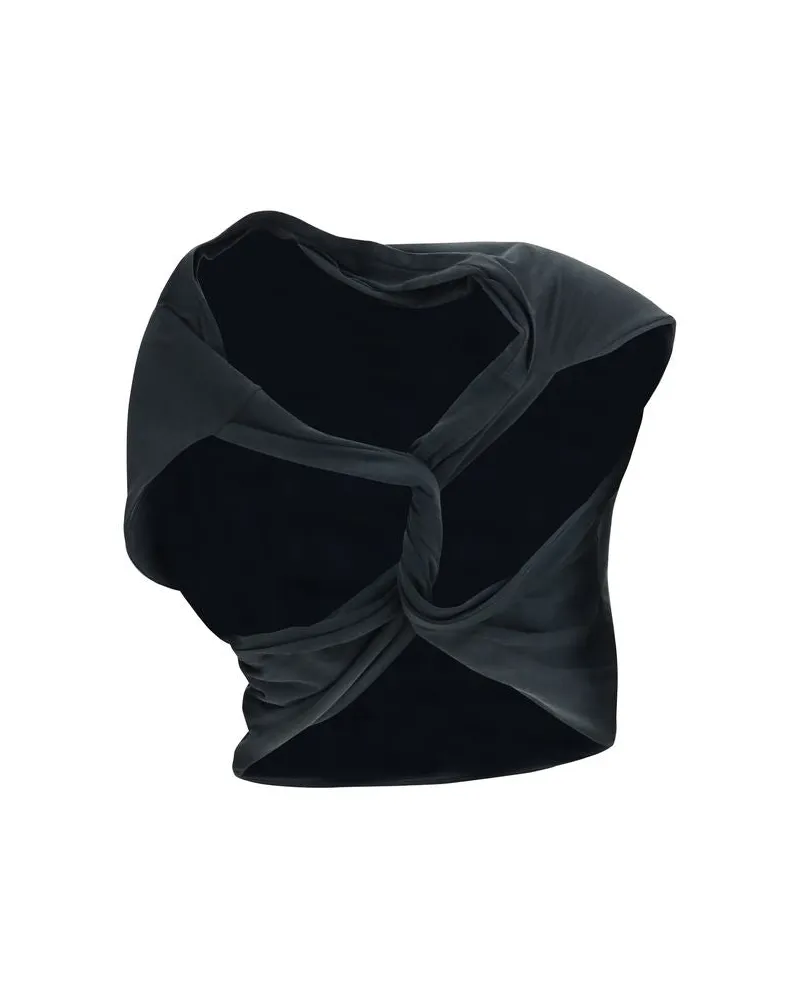 Maison Margiela Asymmetric Draped Cotton Blouse — Gray Gray