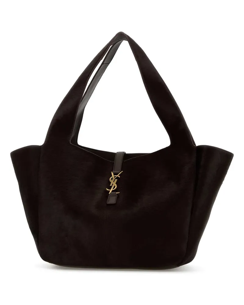 Saint Laurent Women's Chocolate Calf Hair Le 5 Ã 7 Bea Shopping Bag Mokamoka Borse A Mano Black