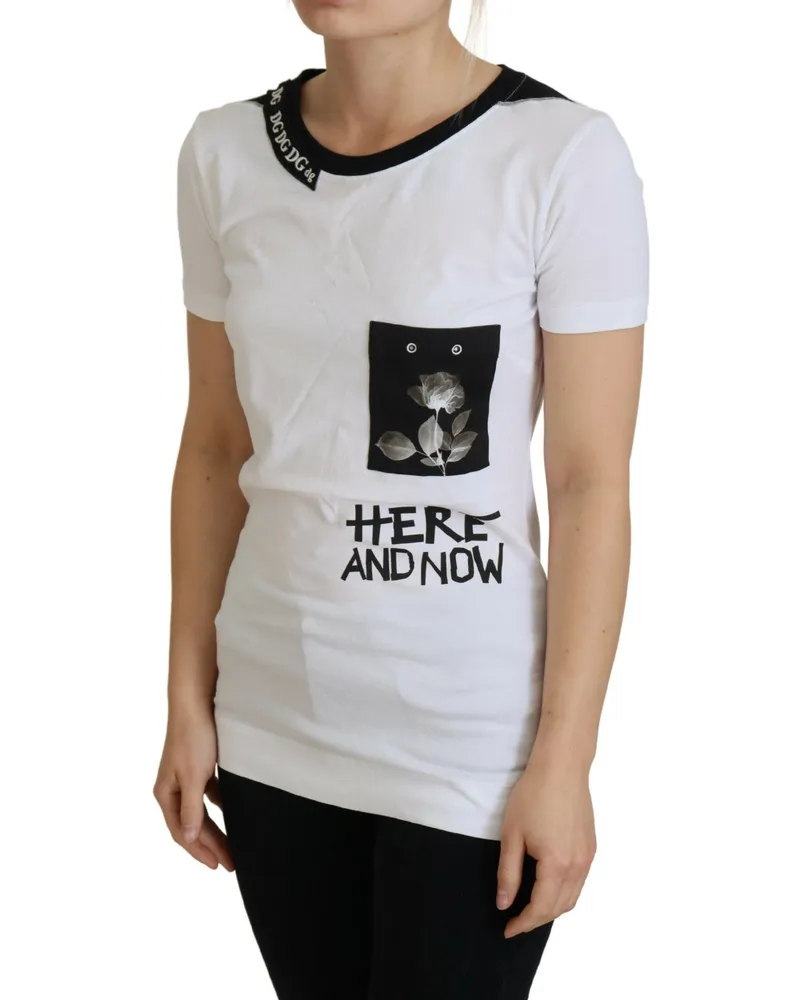 Dolce & Gabbana Women's White Cotton T-Shirt Crewneck White