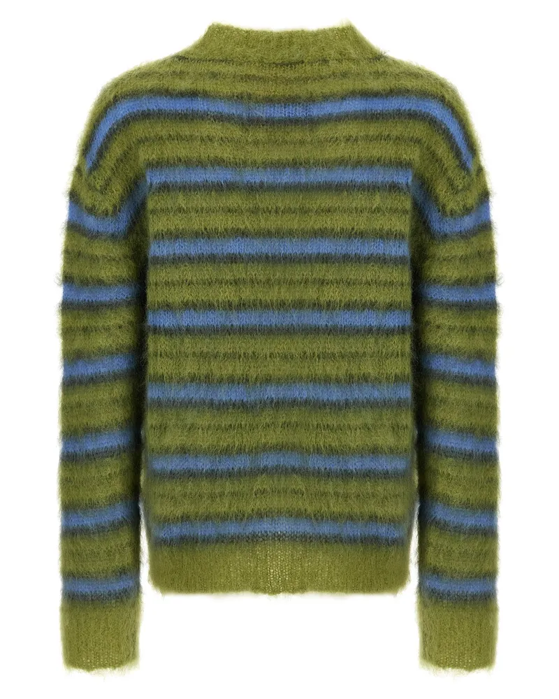 Marni Striped Brushed Mohair Sweater — Olive Olive