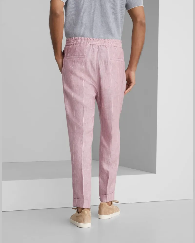 Brunello Cucinelli Mens Pink Linen Relaxed Trousers Rose Rose