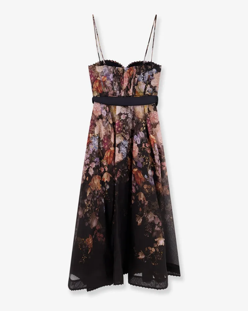 Zimmermann Women's Corset Picnic Dress Valiant Black Linen Black
