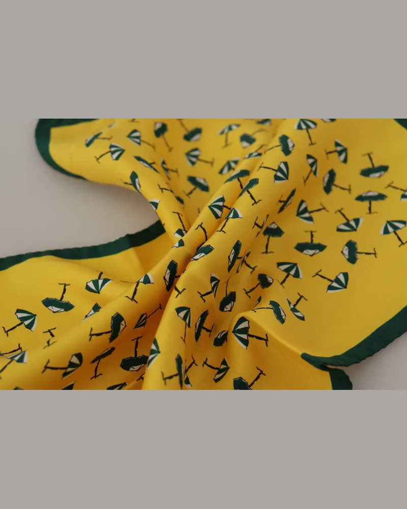 Dolce & Gabbana Yellow Printed Dg Logo Square Mens Handkerchief Scarf Silk Yellow