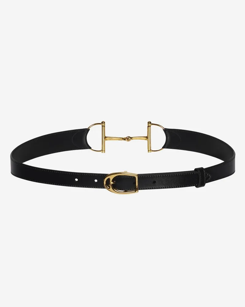 Gucci Women's Oversized Buckle Belt Black Calf Skin Black