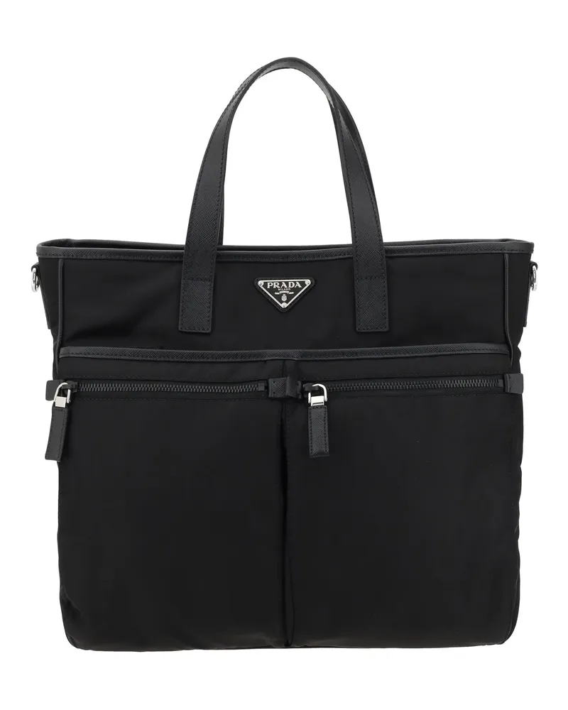 Prada Men's Tote Bag Re-Nylon Black Shoulder Black
