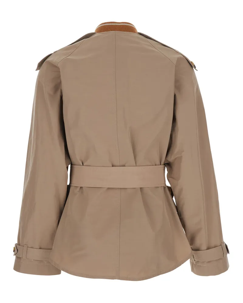 ..,merci Women's Trench Coat Double-Breasted Brown Brown
