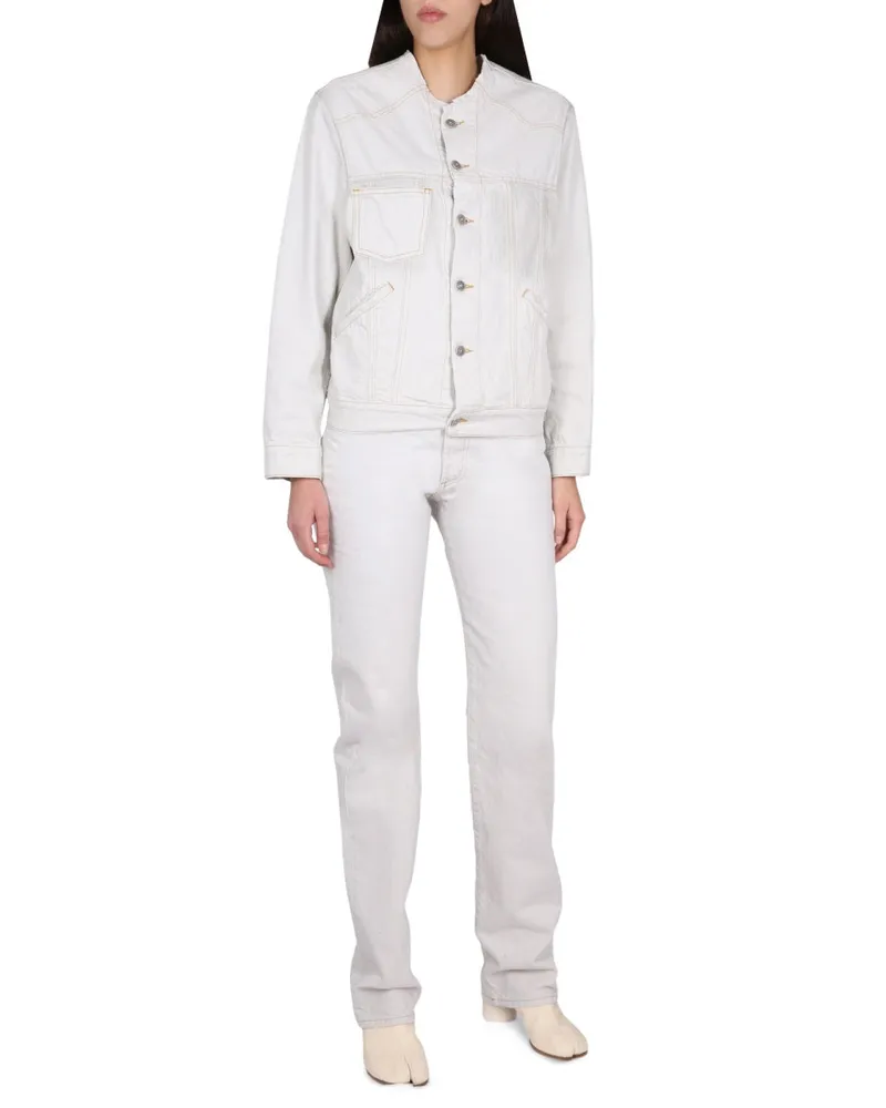 Maison Margiela Asymmetric Cotton Jeans — White White