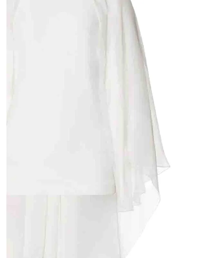 Alberta Ferretti Cape-Style Chiffon Shirt — White White