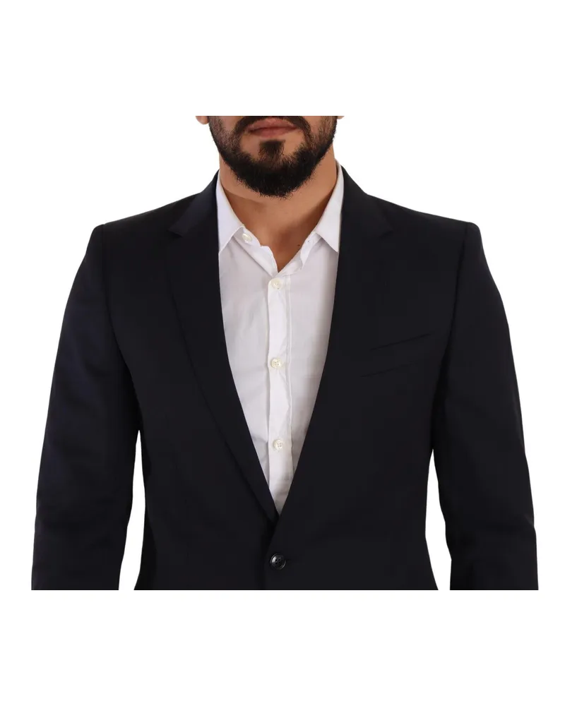 Dolce & Gabbana Men Dark Blue Single Breasted Coat Martini Blazer Virgin Wool Elastane Clothing Navy