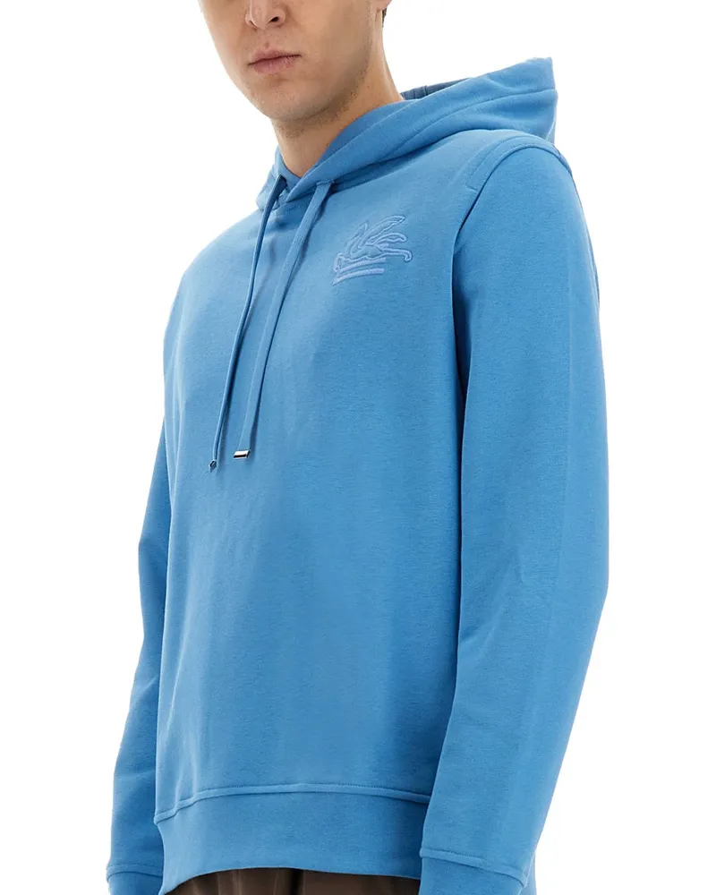Etro Cotton-Blend Hoodie — Azure Azure