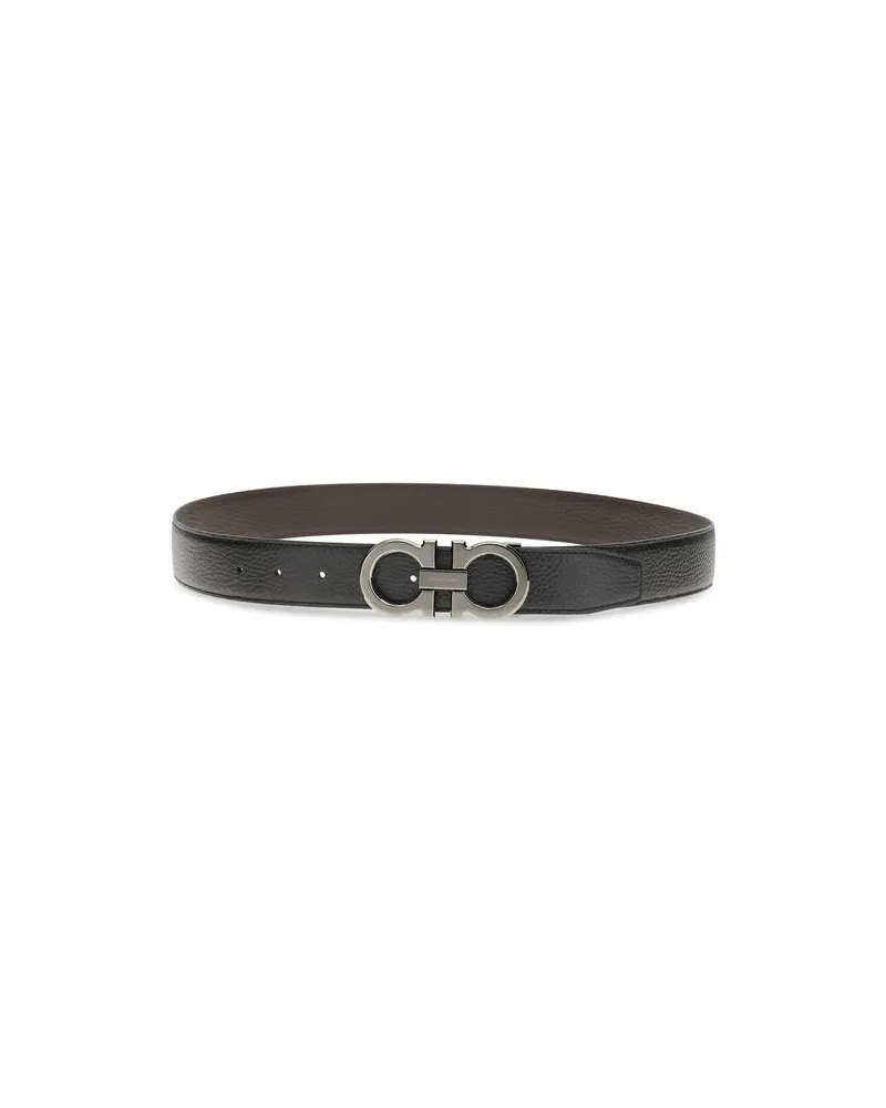 Ferragamo Men's Black Calf Leather Bos Taurus Regular Belt Black