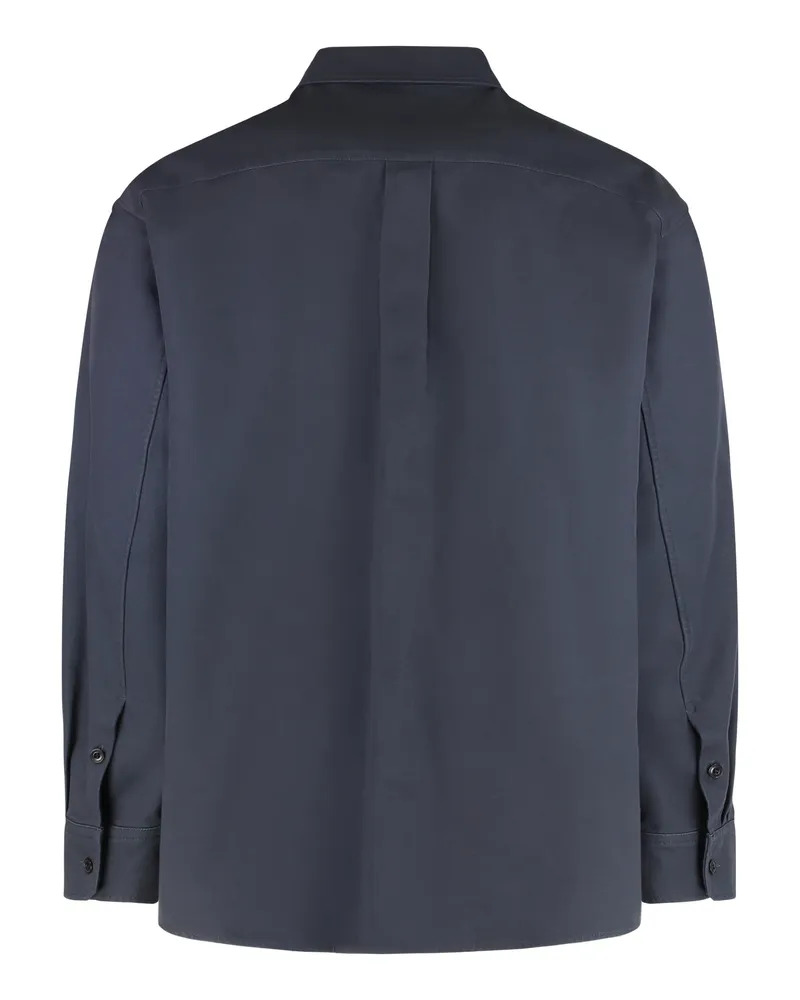 Christophe Lemaire Utility Cotton Twill Overshirt — Blue Blue