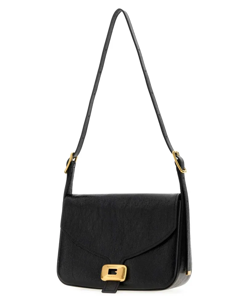 Balenciaga Women's Black Leather Medium Clicca Shoulder Bag Borse A Mano Black
