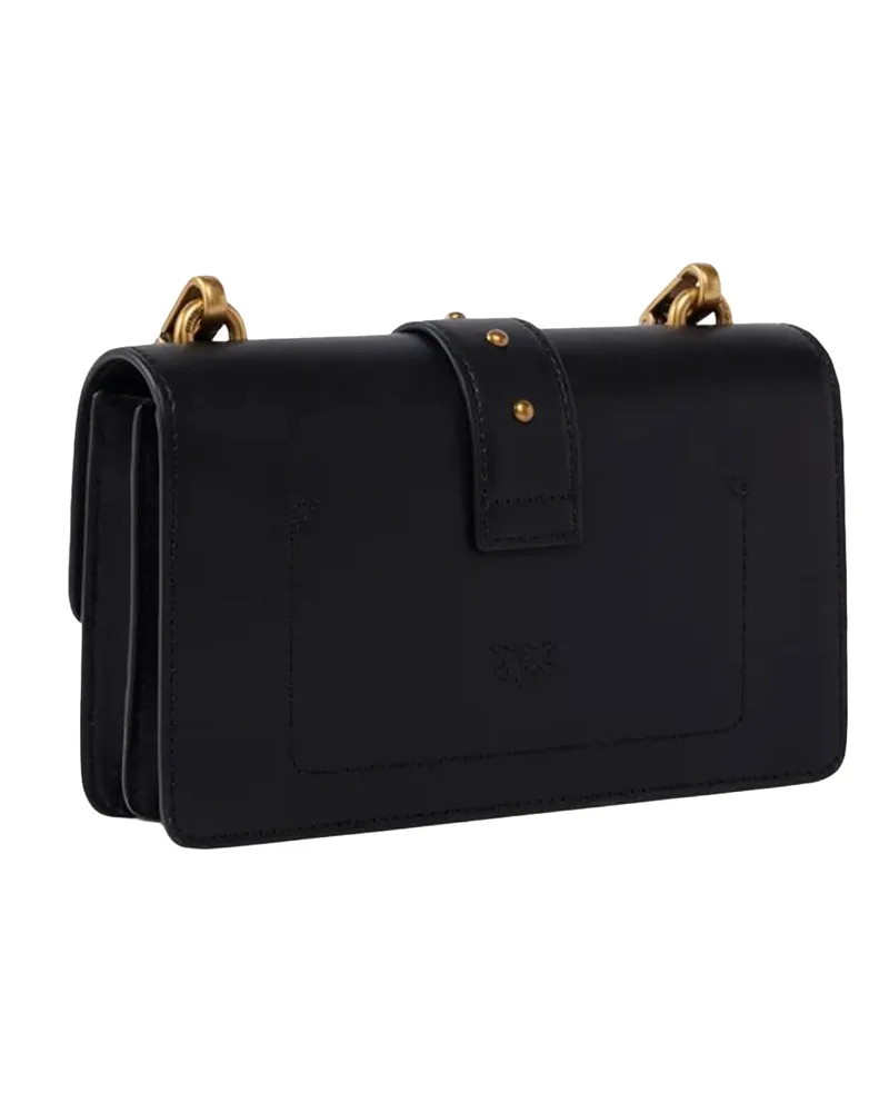 Pinko Love One Leather Shoulder Bag — Black Black
