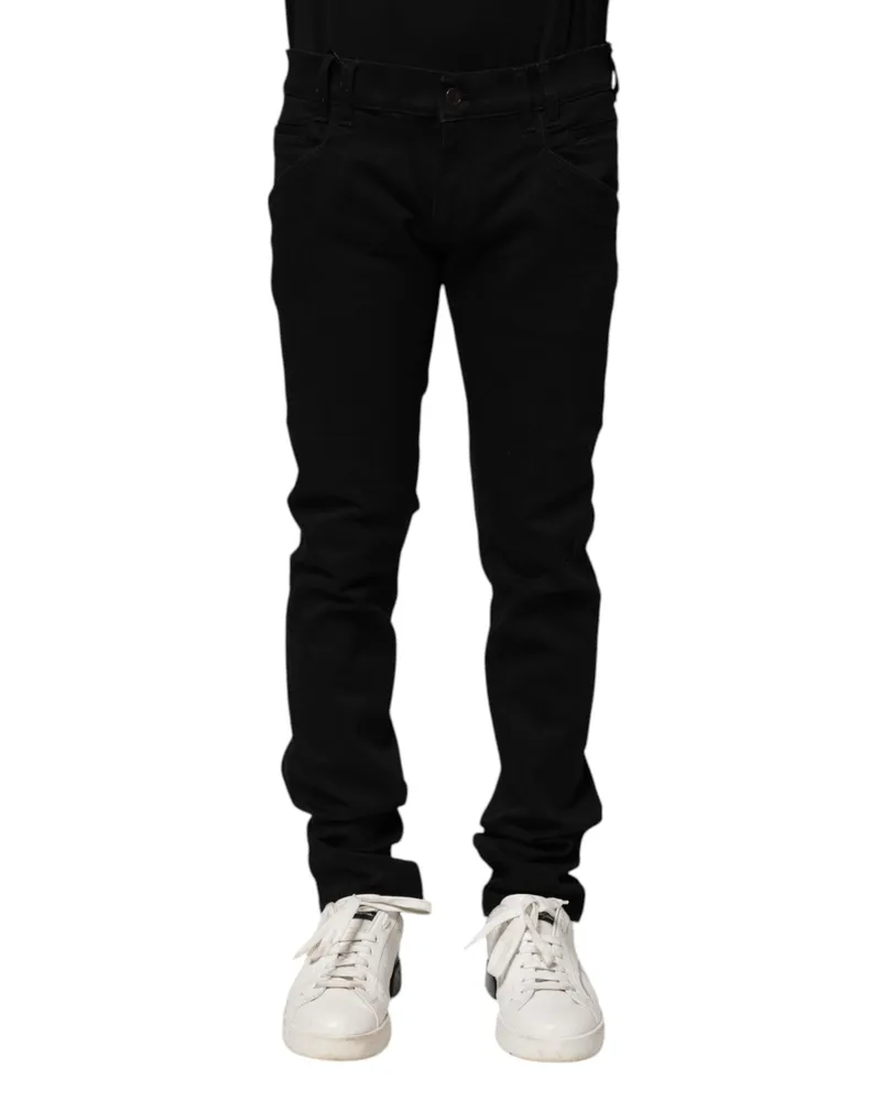 Dolce & Gabbana Black Cotton Skinny Men Denim Jeans Elastane Clothing Black