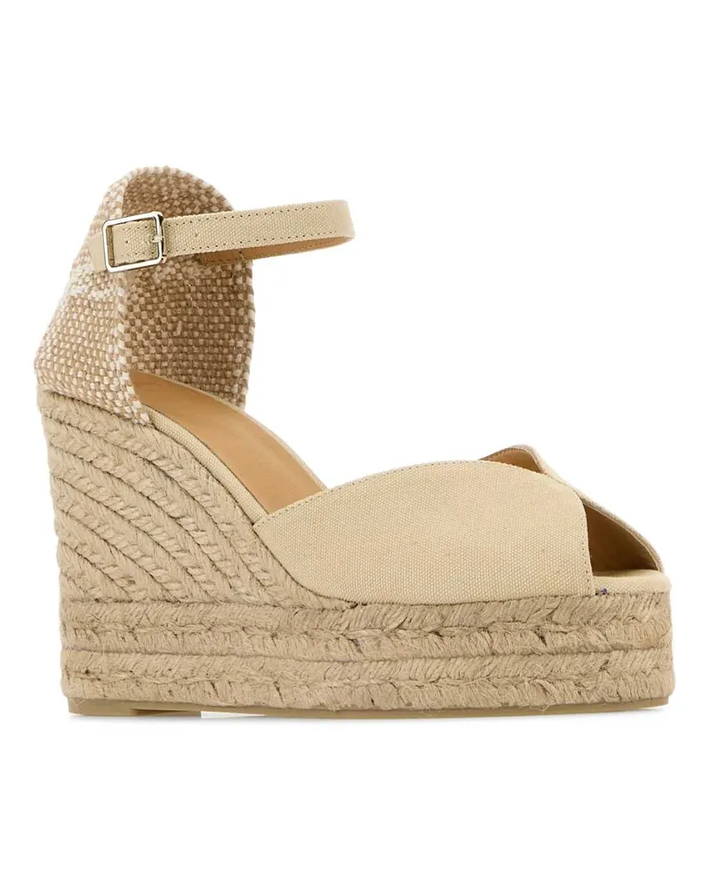 Castañer Women's Sand Canvas Bianca Wedges Ivory Espadrillas Espadrilles Beige