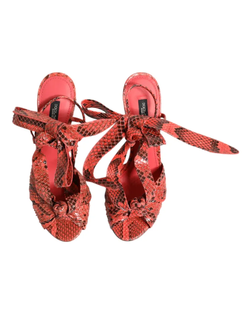 Dolce & Gabbana Women's Coral Python Leather Heels Sandals Shoes Coral