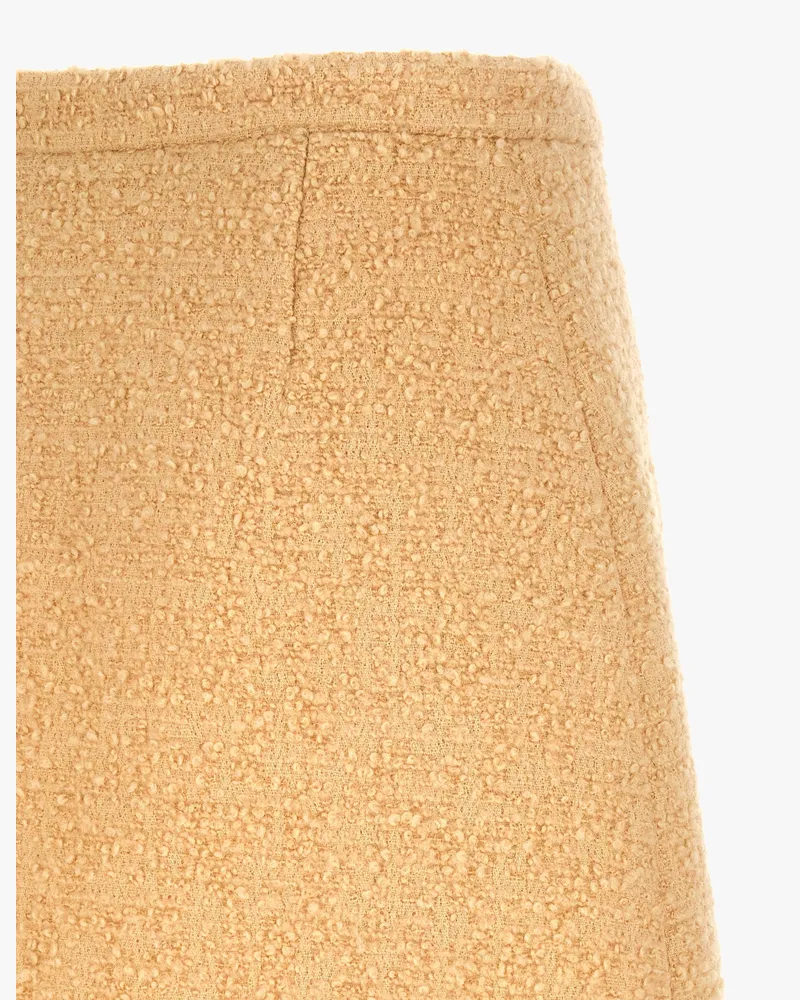 Valentino Garavani Curly Wool Tweed Skirt — Beige Beige