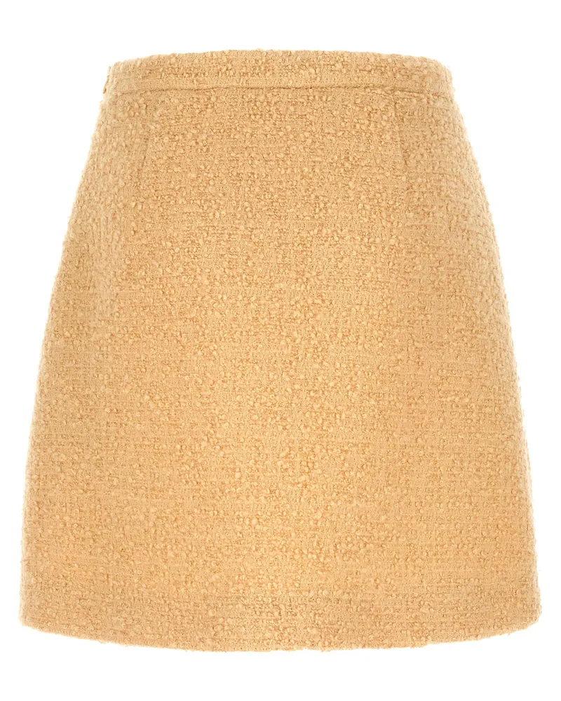 Valentino Garavani Curly Wool Tweed Skirt — Beige Beige