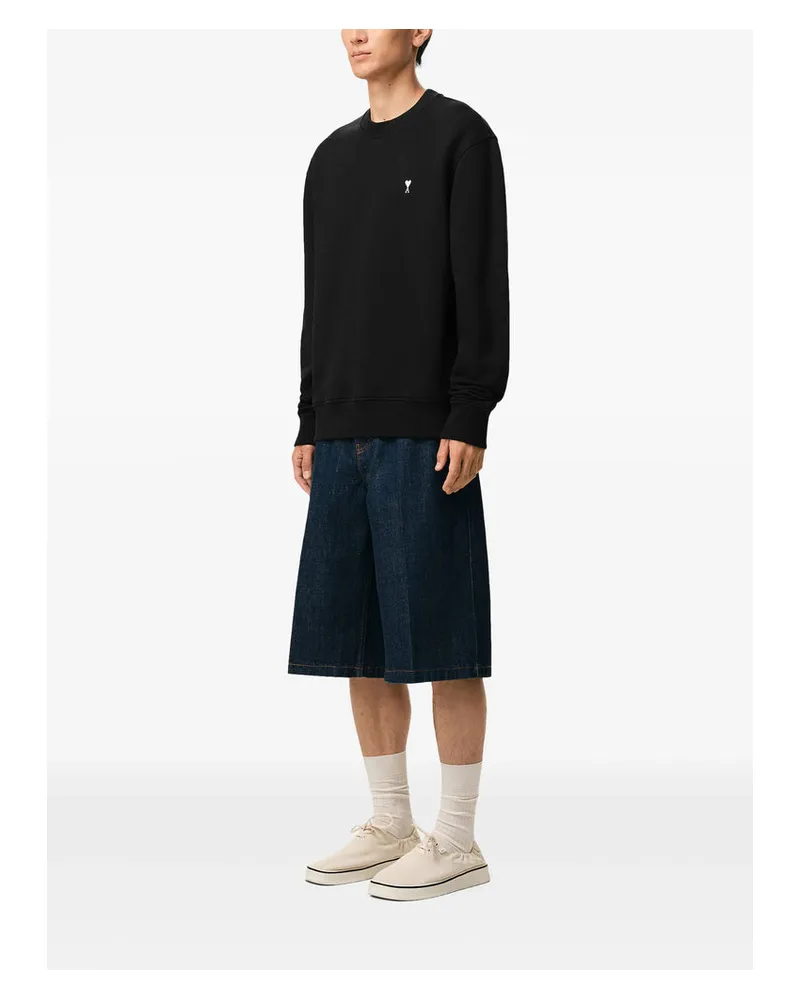 AMI Paris Embroidered Logo Sweatshirt — Black Black