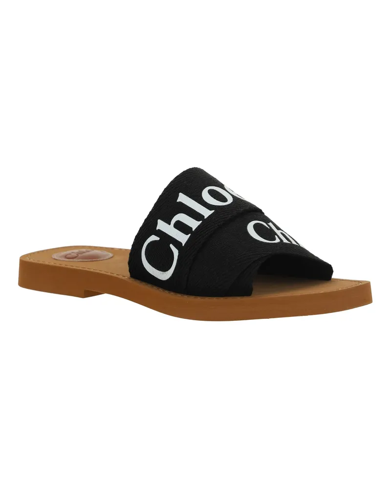 Chloé Women's Sandals Woody Cotton Black Upper Black