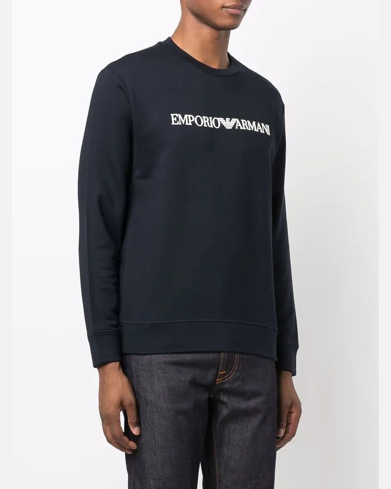 Emporio Armani Logo-Print Modal-Blend Sweatshirt — Navy Navy