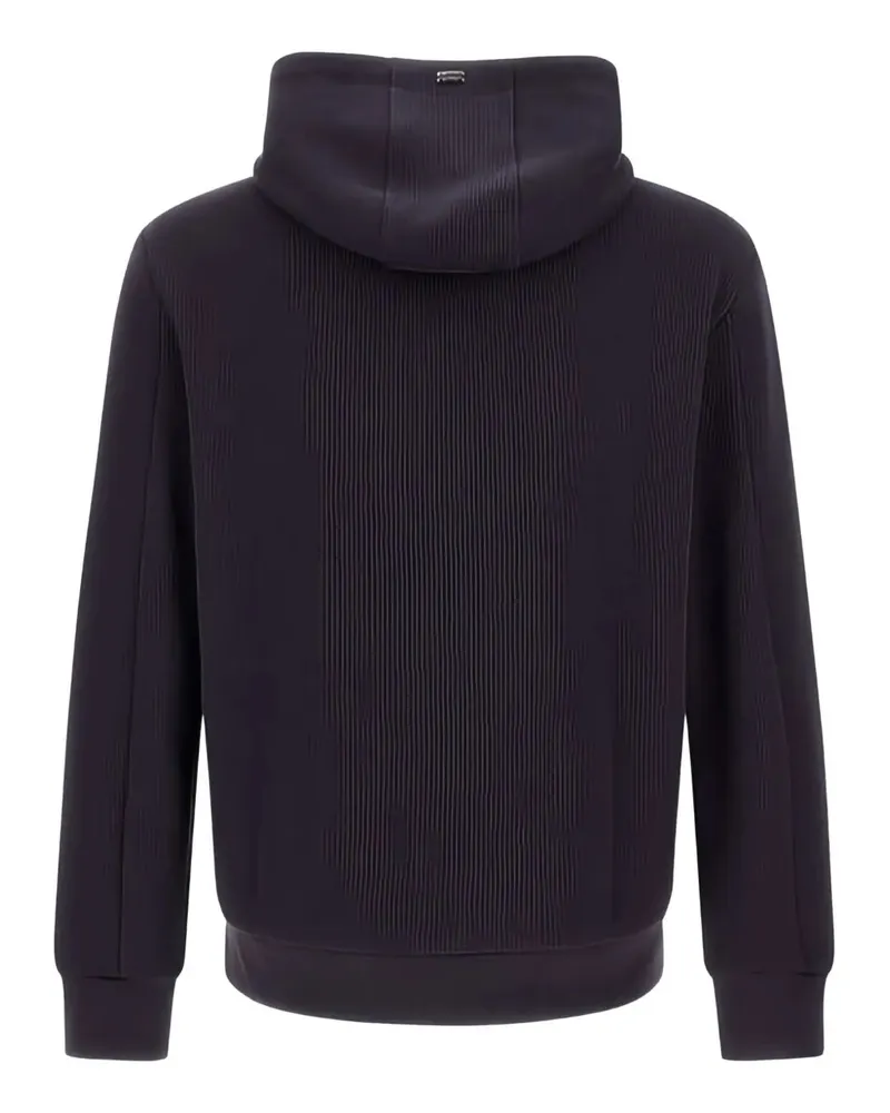 Herno Women Ribbed Panelled Zip-Front Hoodie Aw25 M Navy