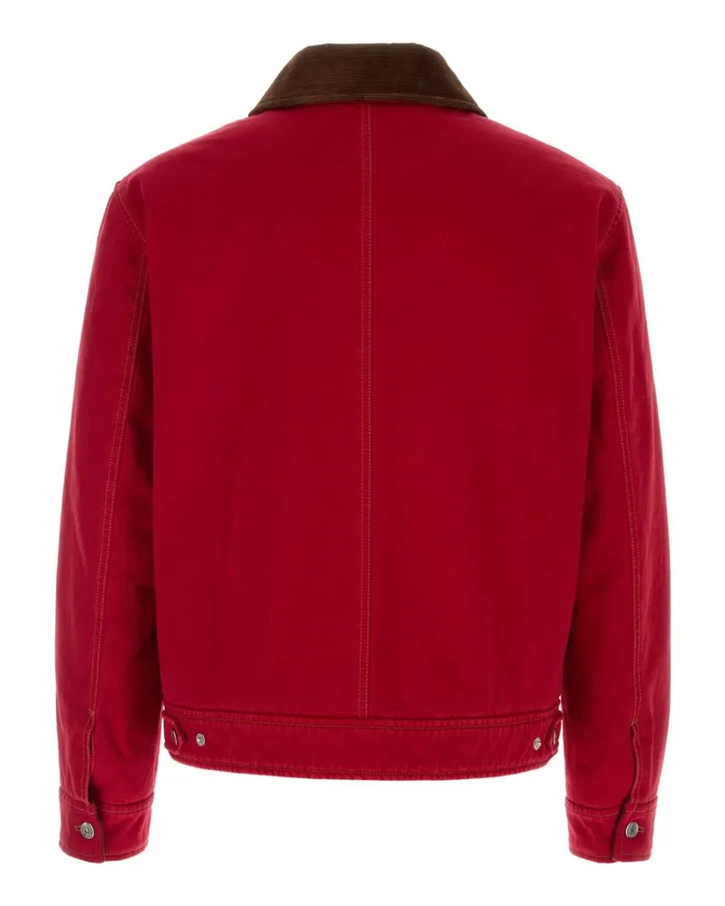 AMI Paris Velvet Collar Denim Jacket — Red Red
