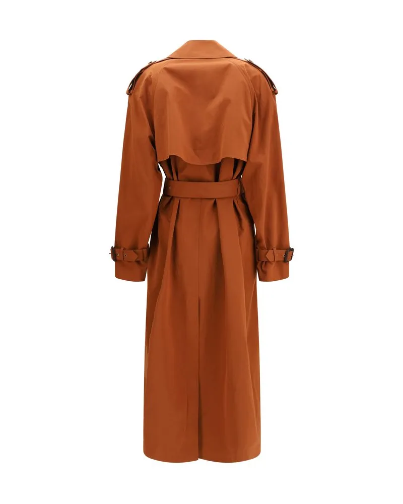 Saint Laurent Women Brown Cotton Trench Coat Clothing Brown