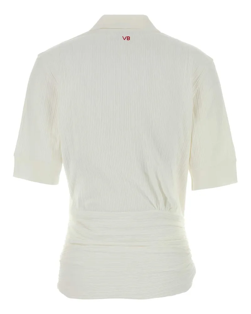 Victoria Beckham Ribbed Cotton-Elastane Polo — White White