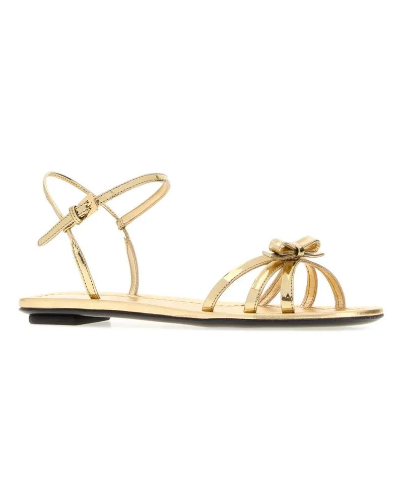 Prada Women's Gold Leather Sandals Platino Sandali Gold