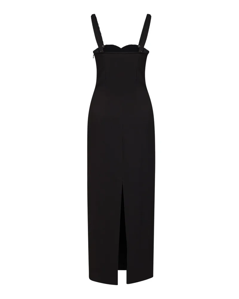 Des Phemmes Crystal-Embroidered Bustier Dress — Black Black