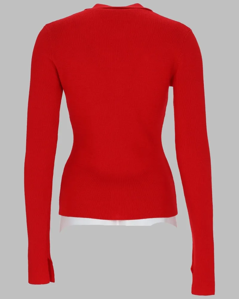 Ganni Wool Polo Shirt — Red Red