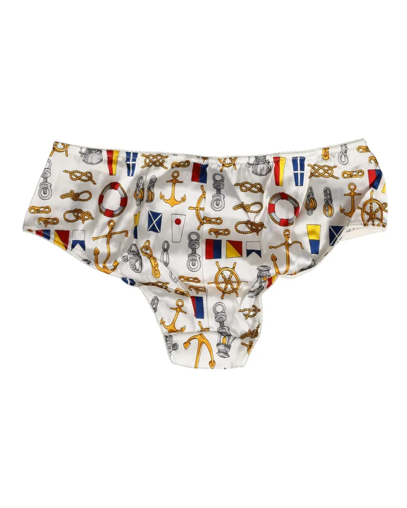 Dolce & Gabbana Women White Sailor Print Polyester Bottoms Underwear Elastane Clothing White