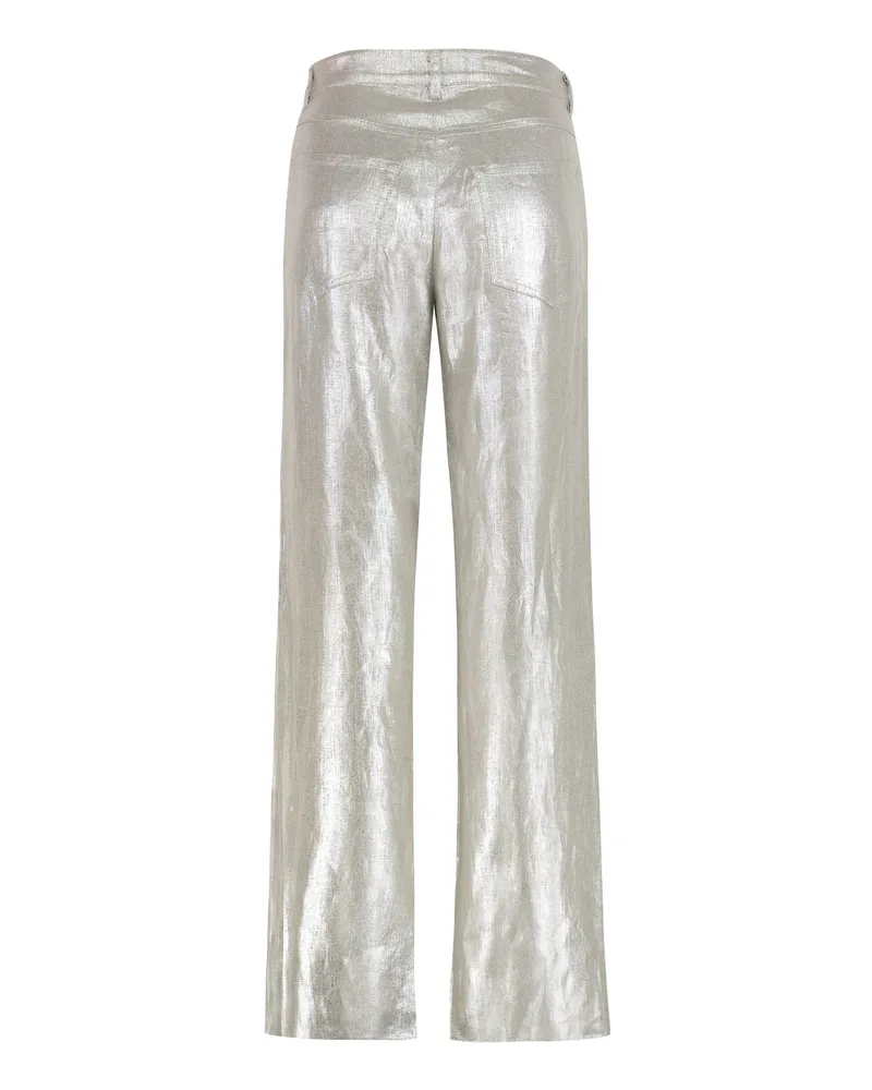 Max Mara Women's Wide-Leg Trousers Malika Linen Silver Silver