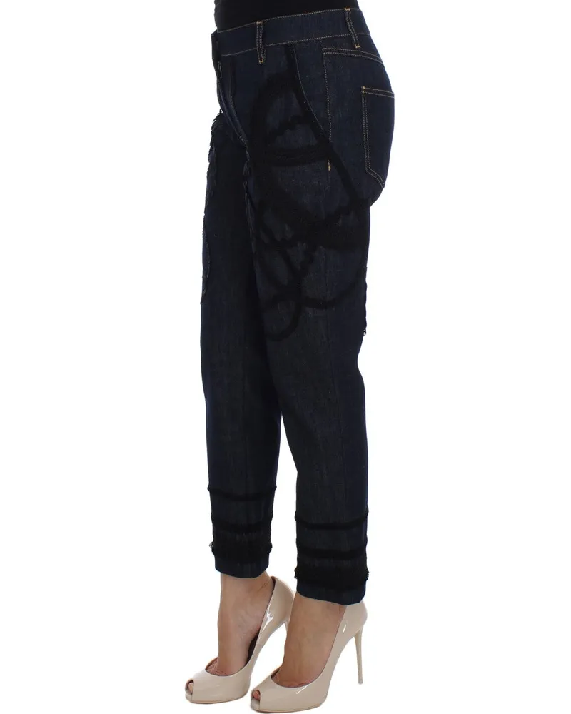 Dolce & Gabbana Women Blue Denim Cotton Capri Torero Jeans Clothing Blue