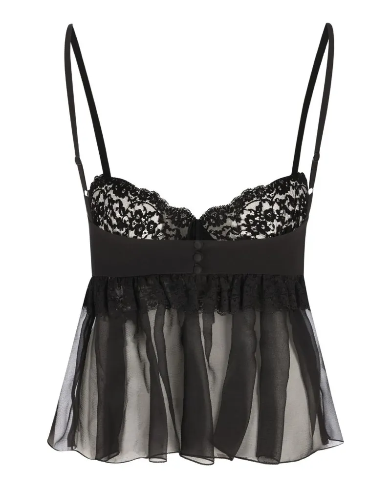 Chloé Lace Silk Tank Top — Black Black