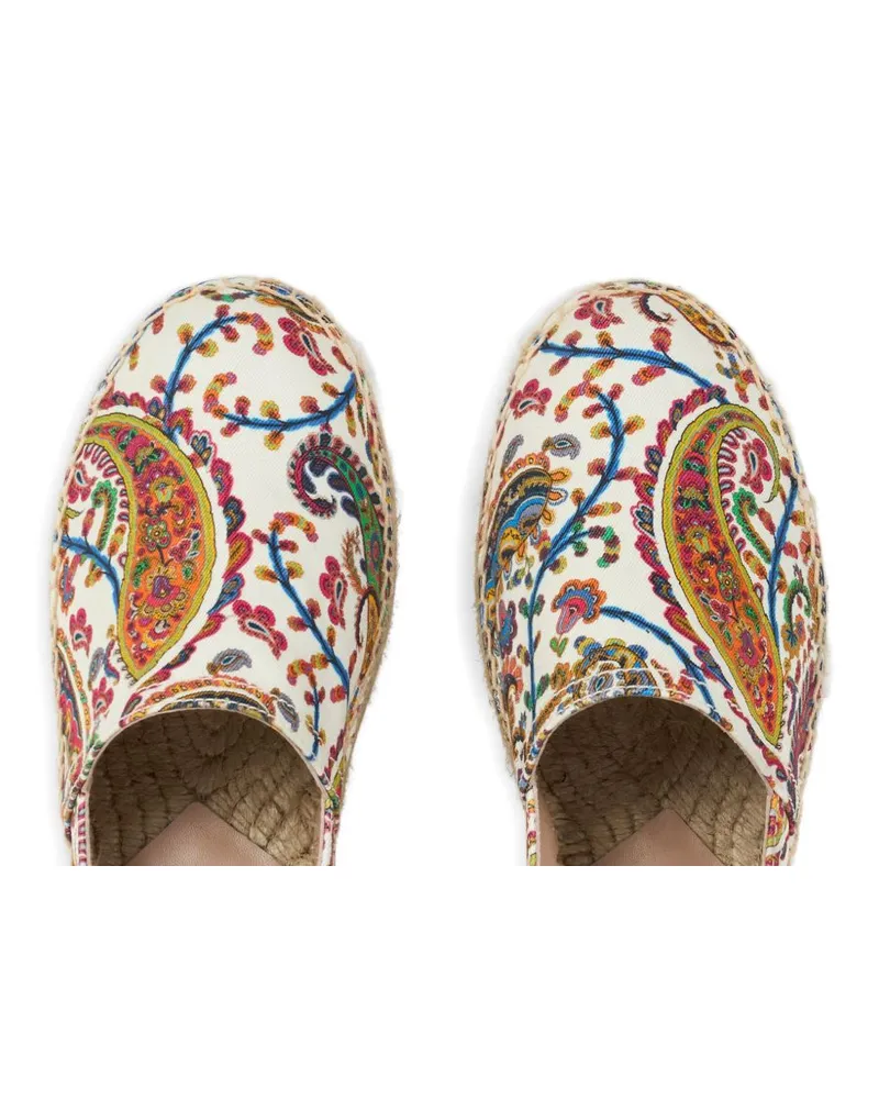 Etro Multicolor Floral Paisley Espadrille — White White