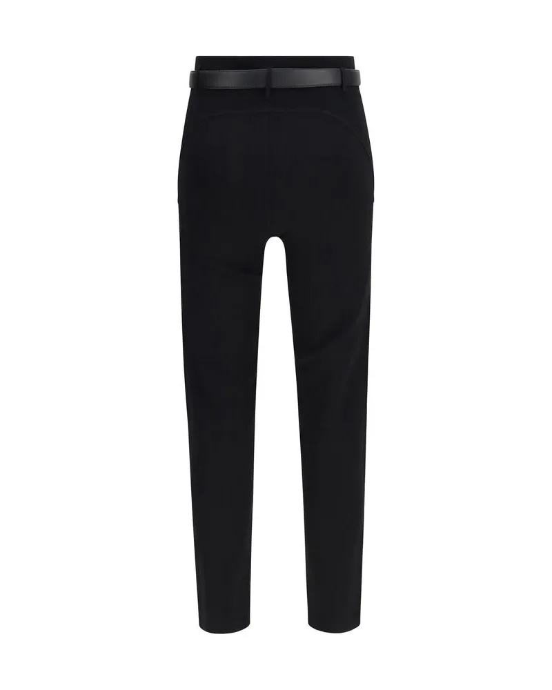Self-Portrait Viscose with Detachable Belt Leggings — Black Black