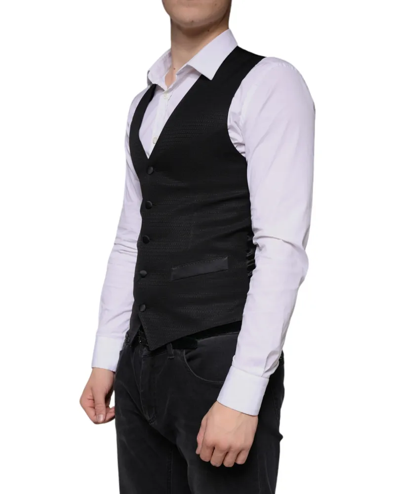 Dolce & Gabbana Wool-Blend Formal Vest — Black Black