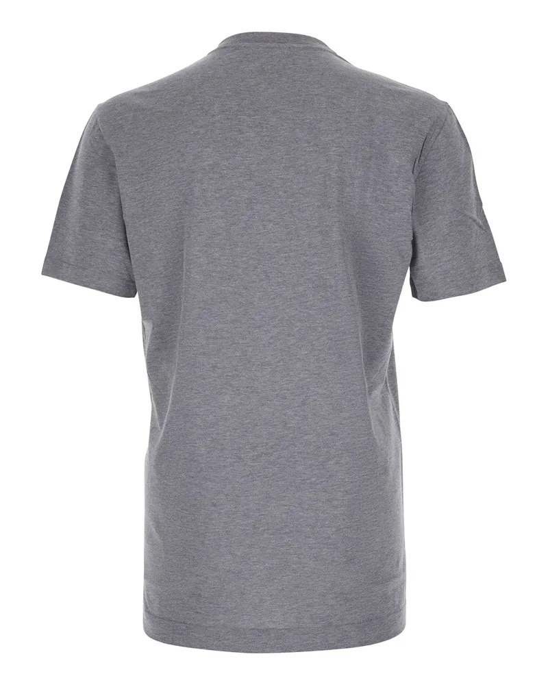 Dolce & Gabbana Men's Grey Crewneck T-Shirt With Logo Embroidery Cotton T-Shirts And Polos Gray