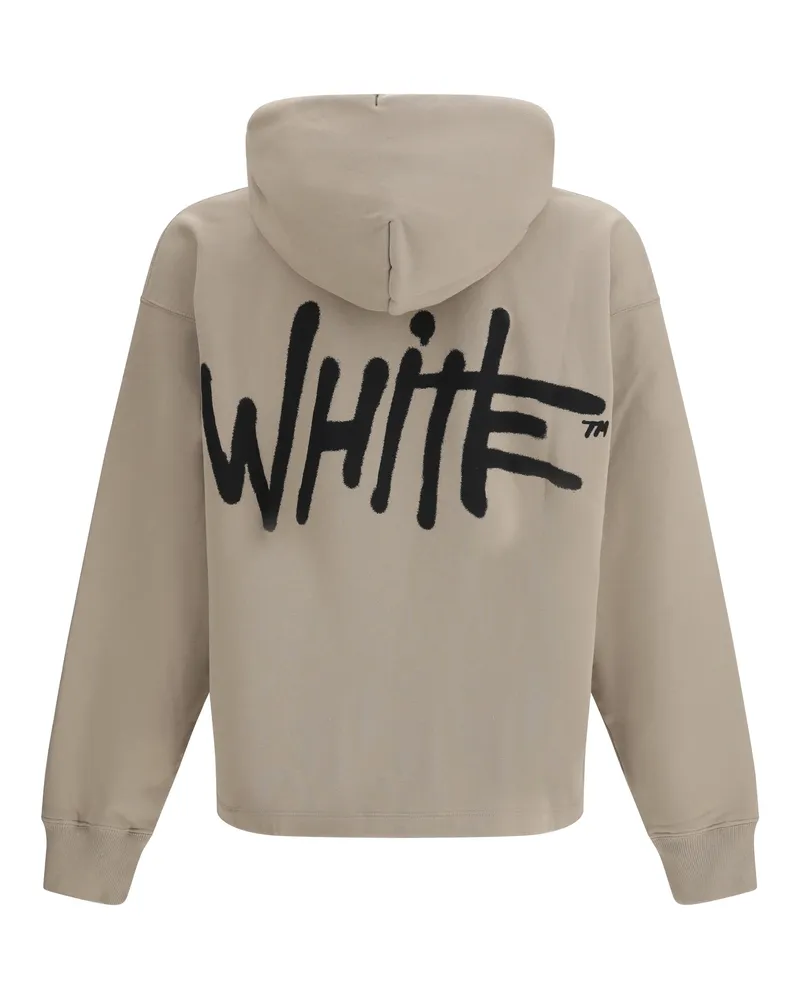 OFF-WHITE Men's Spray Logo Skate Hoodie Fade Out Stone Cotton Sweatshirts Sweater Beige