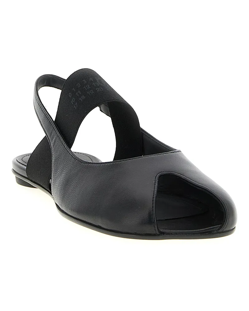 Maison Margiela Women's Black Lamb Leather Flat Sandals Black