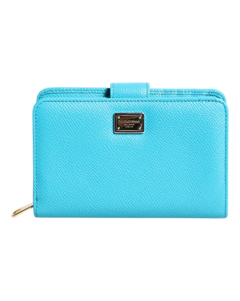 Dolce & Gabbana Women's Light Blue Leather Bifold Continental Clutch Wallet Calf Blue