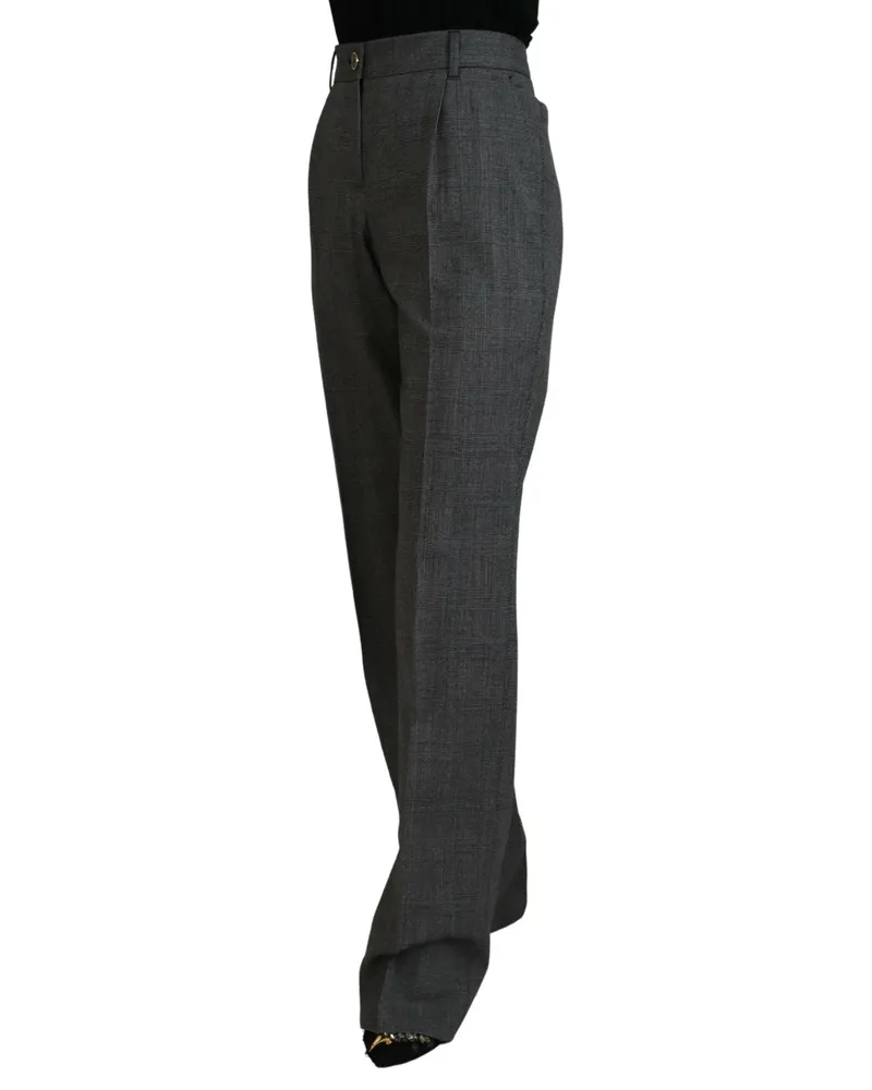 Dolce & Gabbana Gray High Waist Women Wool Pants Virgin Gray