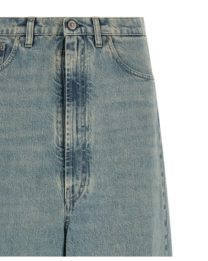 Maison Margiela Stone-Washed Low-Crotch Jeans — Blue Blue