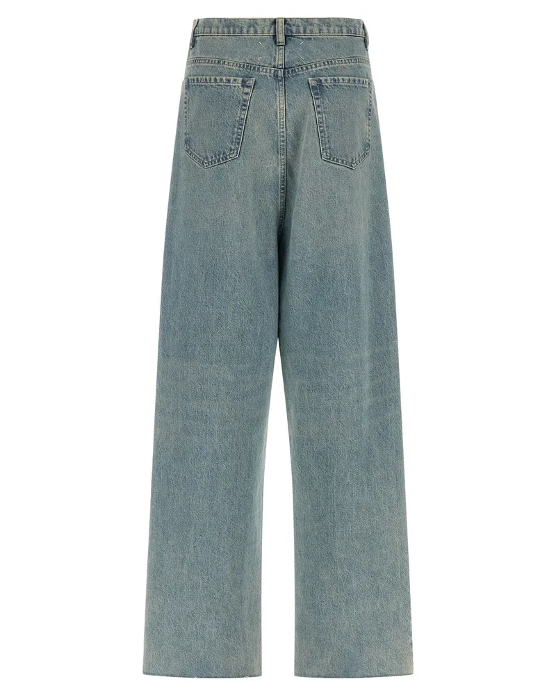 Maison Margiela Stone-Washed Low-Crotch Jeans — Blue Blue